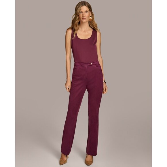 Donna Karan New York Straight-Leg Faux-Suede Pants Size 4 Plum Purple MSRP $119 - Picture 2 of 4